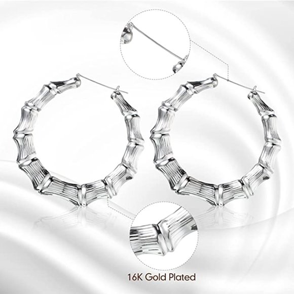 Bamboo Hoop Earrings - Picture 6 of 7